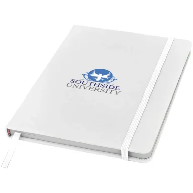 White notebook with Southern University logo and elastic band closure.